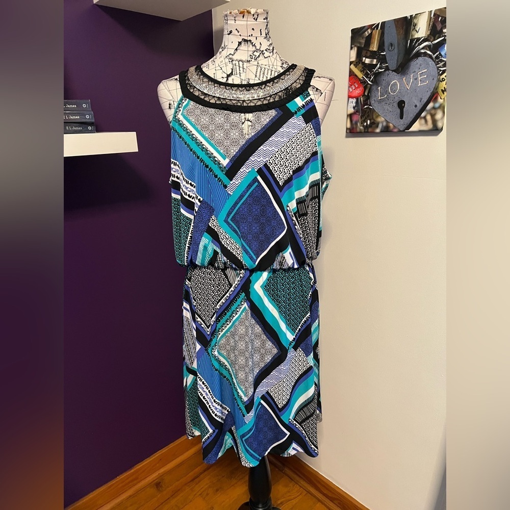 Sandra Darren Sleeveless Dress with Metal Accents